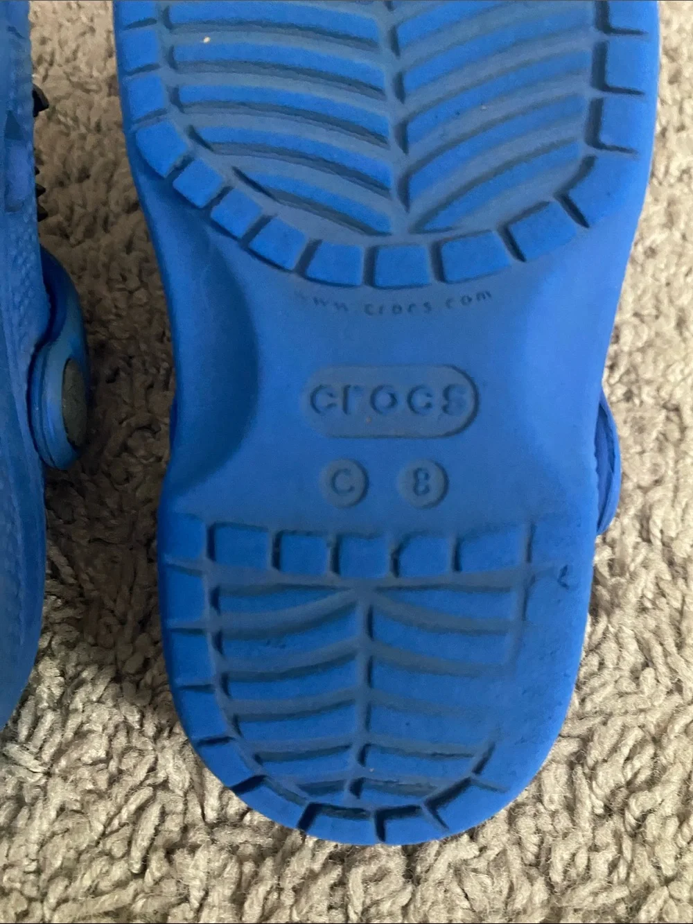 CROCS Kids Blue Clogs with Green Dinosaur Jibbitz size C8